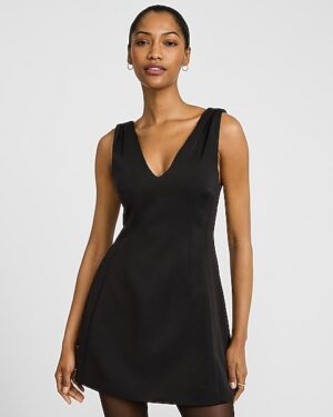 V-Neck Sleeveless Fit And Flare Mini Dress
