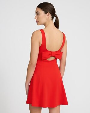 Square Neck Sleeveless Bow Mini Dress