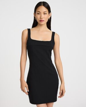 Crepe Square Neck Sleeveless Mini Sheath Dress