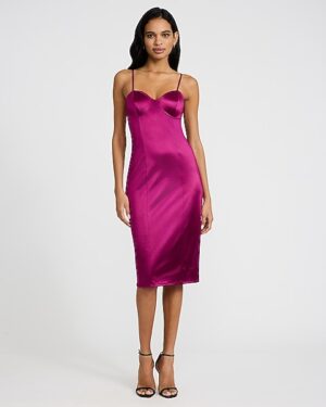 Satin Sweetheart Sleeveless Midi Dress