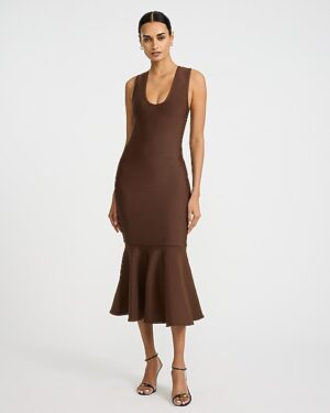Bandage Scoop Neck Sleeveless Mermaid Midi Dress