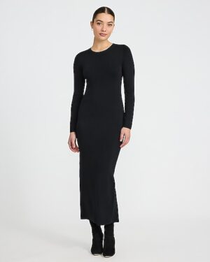 Silky Soft Crew Neck Long Sleeve Maxi Sweater Dress