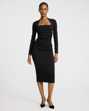 Body Contour High Compression Square Neck Ruched Midi Dress