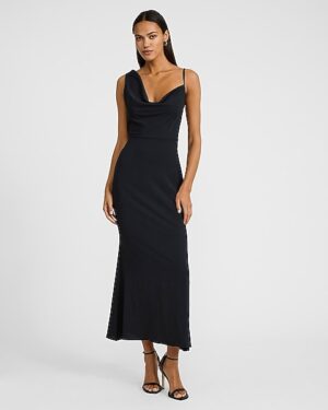 Sleeveless Asymmetrical Cowl Neck Maxi Dress