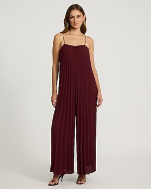 Pleated Halter Neck Tie Back Jumpsuit
