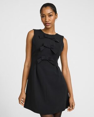 Crew Neck Bow Front Mini Dress