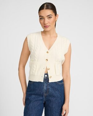 Cable Knit V-Neck Sweater Vest