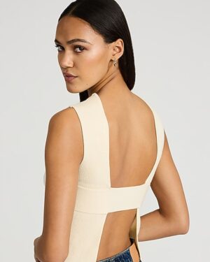 Crew Neck Sleeveless Open Back Sweater