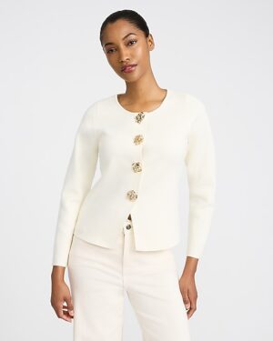 Novelty Button Cutaway Cardigan