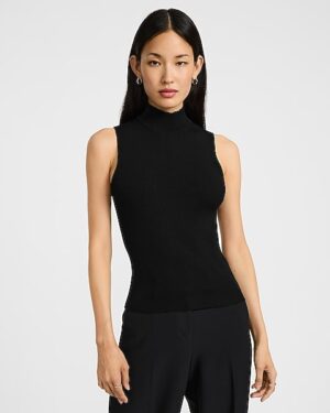 Silky Soft Fitted Ribbed Mock Neck Sweater Tank
