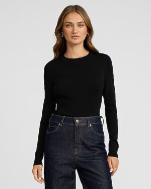 Silky Soft Fitted Ribbed Crew Neck Sweater