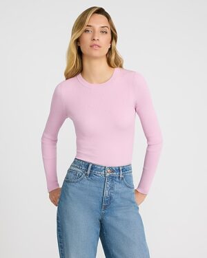 Silky Soft Fitted Ribbed Crew Neck Sweater