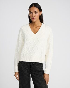 Cable Knit V-Neck Sweater