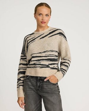 Relaxed Abstract Zebra Crew Neck Sweater