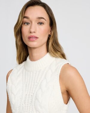 Cable Knit Mock Neck Sweater Tank
