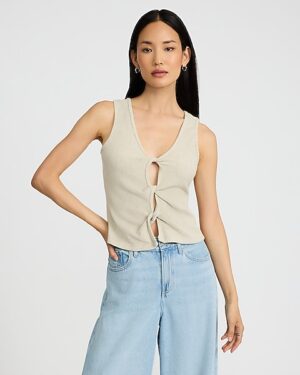 V-Neck Twist Front Cutout Tank