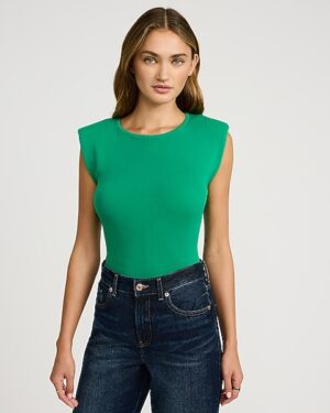 Padded Shoulder Cap Sleeve Sweater Tank