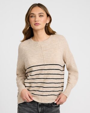 Striped Crew Neck Center Seam Sweater
