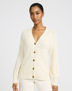 Cotton Cable Knit Oversized Cardigan