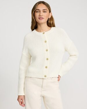 Chunky Crew Neck Novelty Button Cardigan