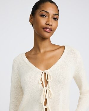 V-Neck Bow Front Sweater