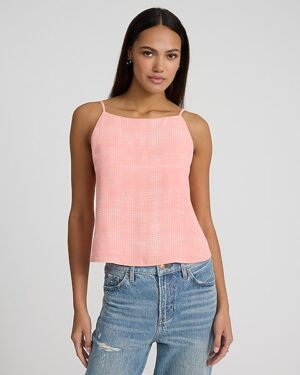 Printed Boat Neck Tie Strap Flowy Tank