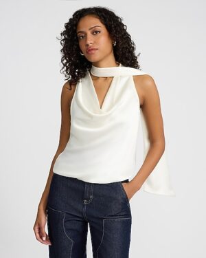 Satin Scarf Cowl Neck Tank
