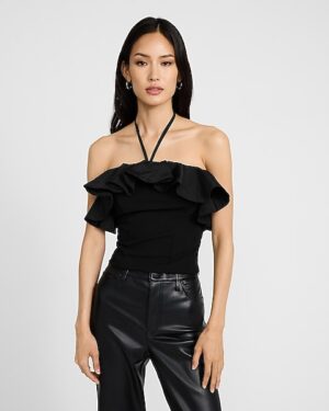 Halter Neck Ruffled Tailored Top