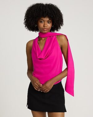 Georgette Cowl Neck Scarf Tank