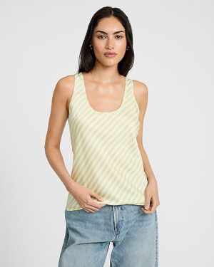 Satin Striped Scoop Neck Tank