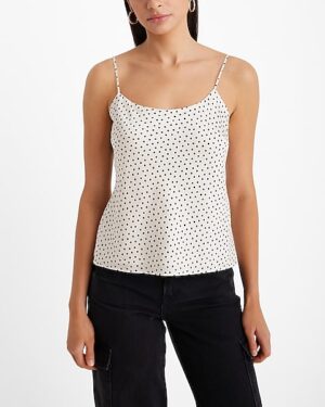 Satin Polka Dot Scoop Neck Downtown Cami