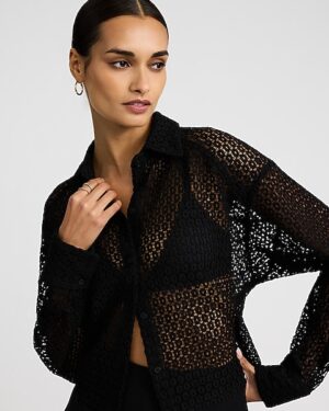 Corded Lace Cropped Shirt