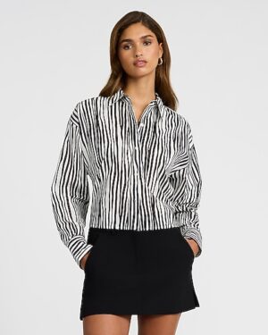 Striped Cropped Boyfriend Shirt