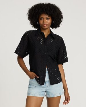 Eyelet Short Sleeve Shirt