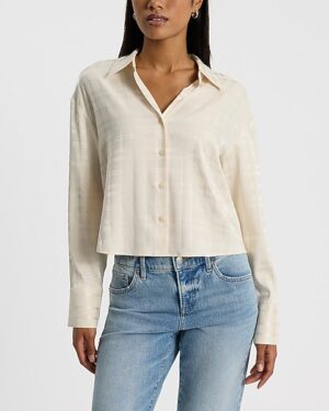 Plaid Jacquard Cropped Shirt