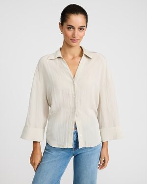 Crinkled V-Neck Shirt
