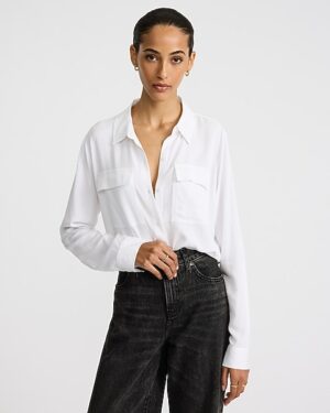 Twill Double Flap Pocket Rolled Sleeve Utility Portofino Shirt