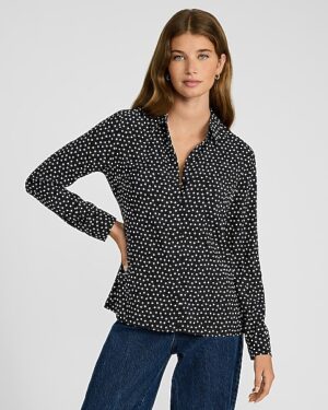 Georgette Polka Dot Portofino Shirt