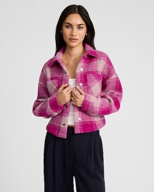 Plaid Double Pocket Cropped Shacket