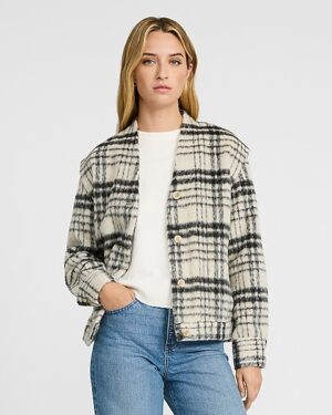 Fuzzy Plaid Cap Sleeve Shacket