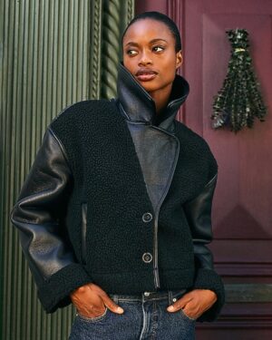 Faux Leather Shearling Coat