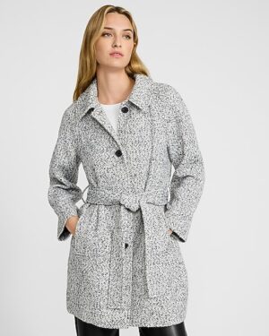 Tweed Belted Mid Length Coat