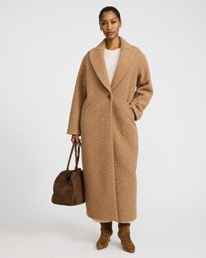 Boucle Single Button Maxi Coat